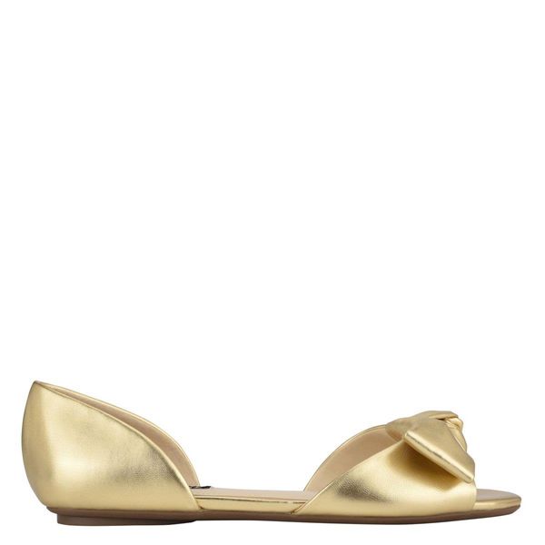 Nine West Bonnie Bow Front d'Orsay Gold Flats | South Africa 37N66-5P62